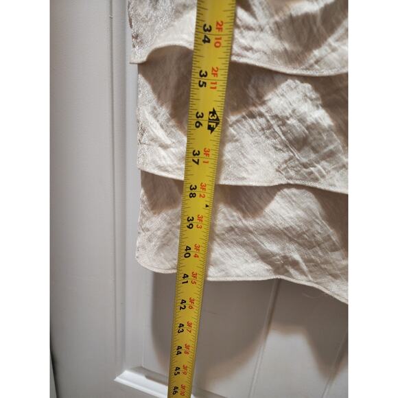 London Times Champagne Ruffle Evening Formal Wedding Cocktail Party Dress Sz. 18 - Picture 8 of 9